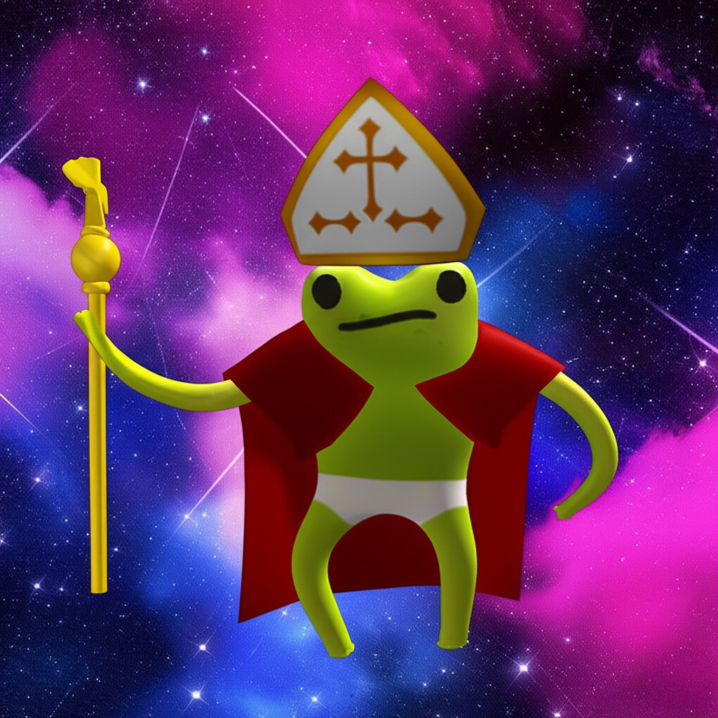 Meme 1: Pope Frop blessing the blockchain